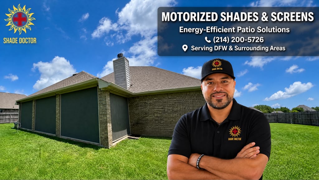 Shade Doctor motorized screens installed on DFW home