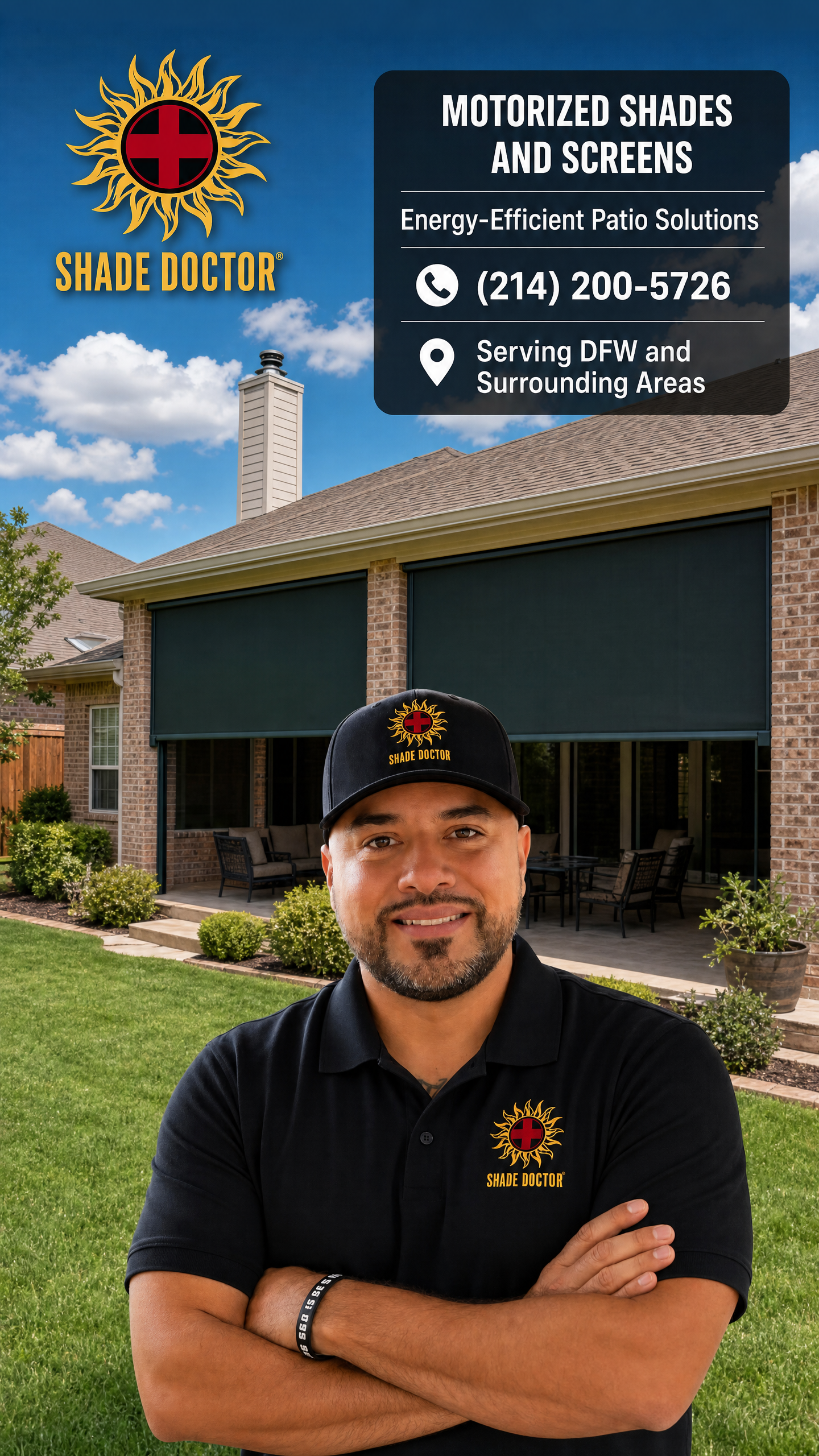 Shade Doctor motorized screens installed on DFW home